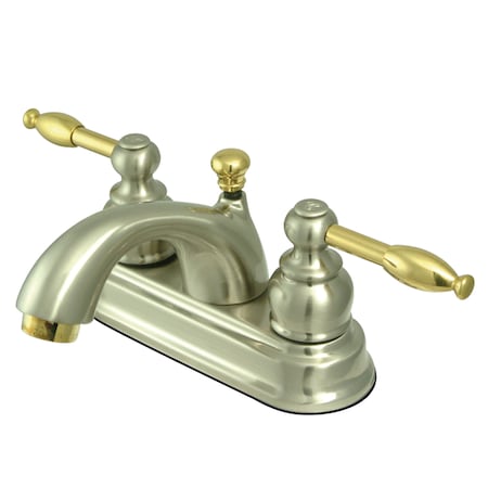 Kingston Brass 4" Centerset Bathroom Faucet, Brushed Nickel/Polished Brass KB2609KL